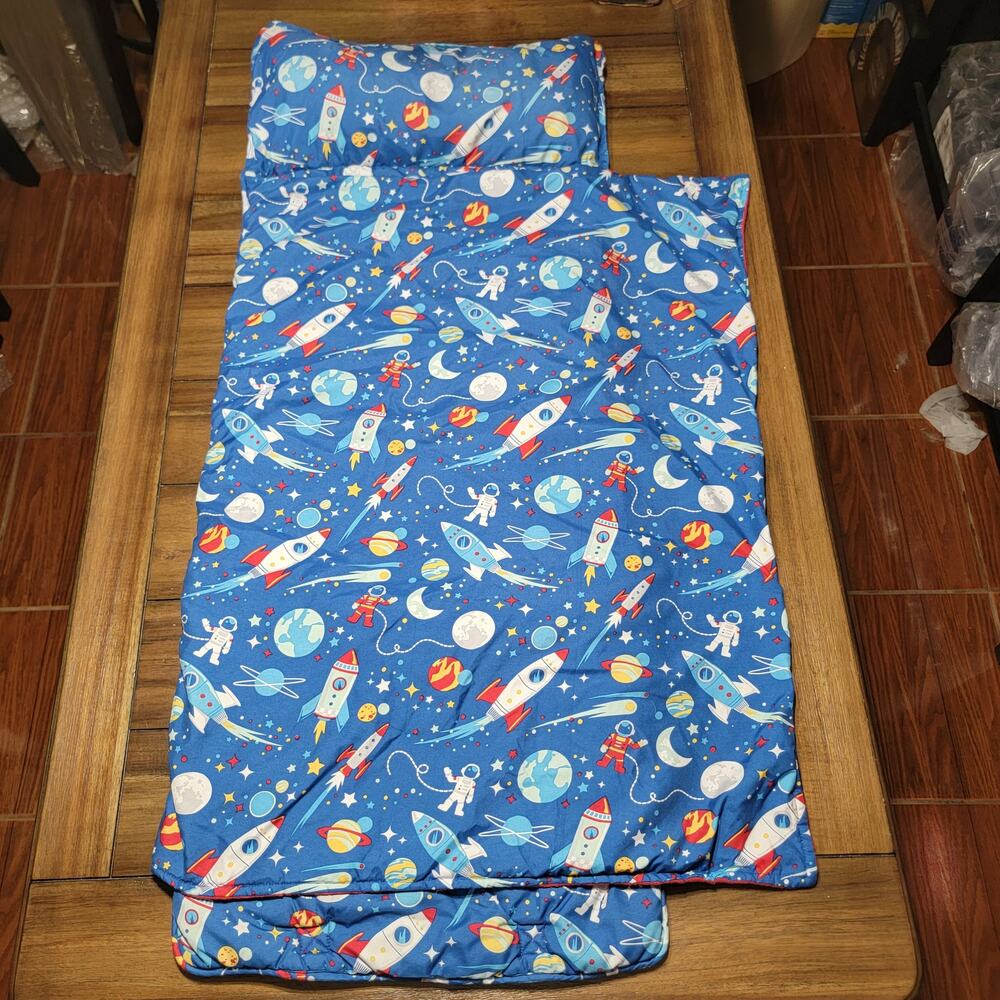 Stephen Joseph Astronaut Space Themed Child's Roll Up Nap Mat w/ Shoulder Strap - Picture 2 of 7